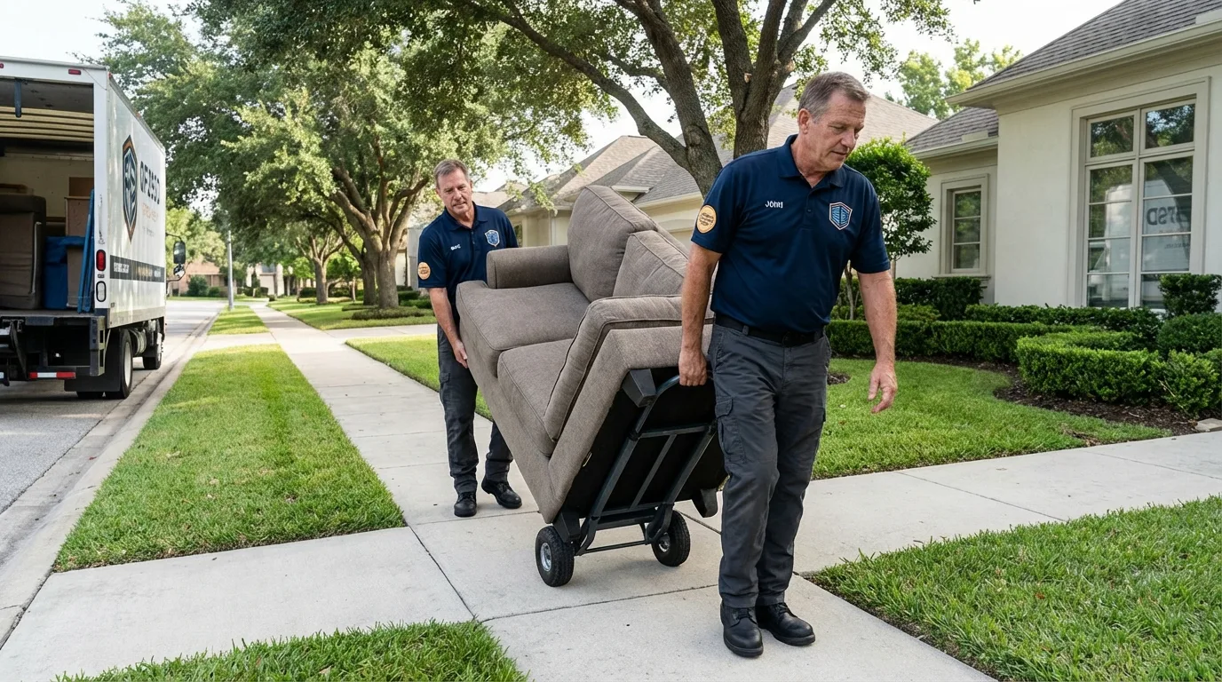 Local residential moving crew loading furniture in Washburn, WI